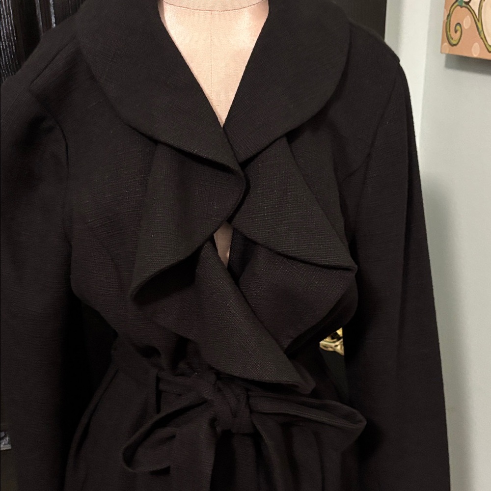 Lilly Pulitzer Black Ruffle Belted Blazer with ruffle.  Only worn 1 time